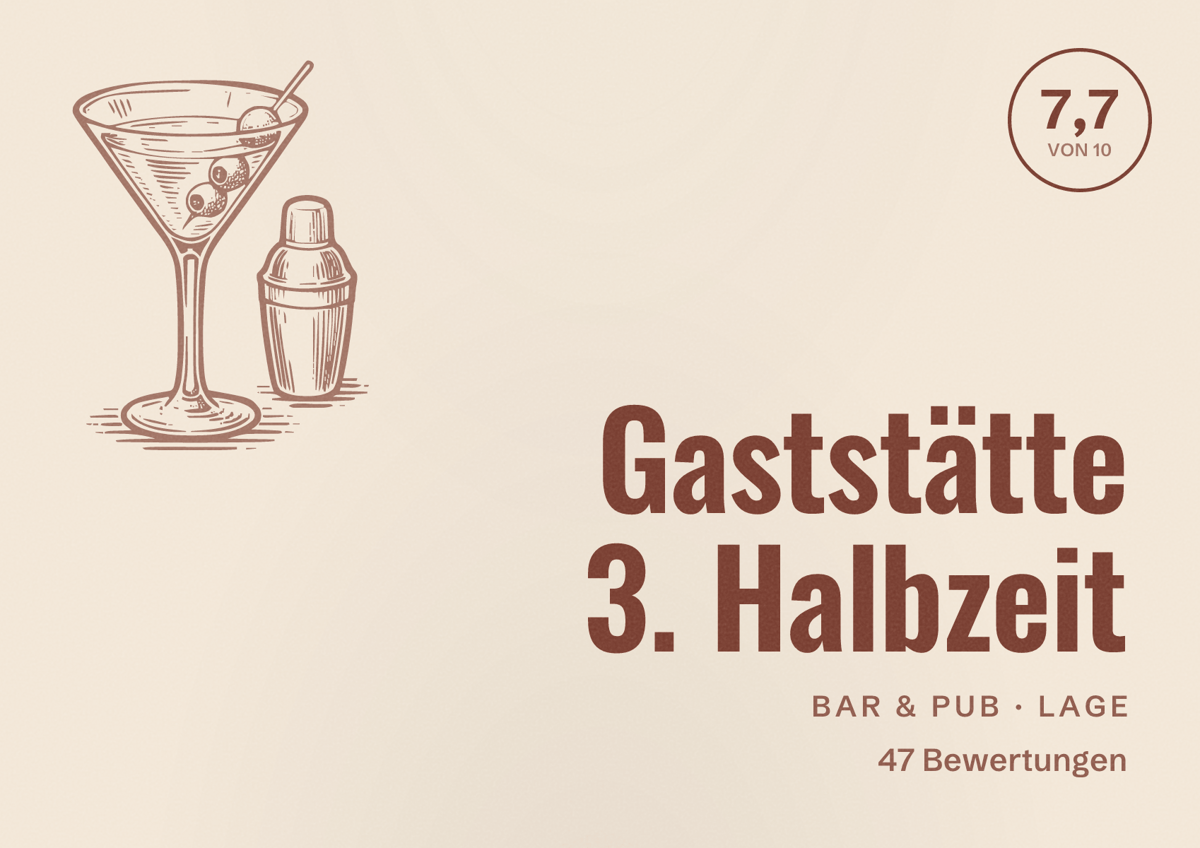 Illustriertes Poster von Gaststätte 3. Halbzeit, Bar & Pub in Lage: Bewertung 7,7 von 10 aus 47 Bewertungen