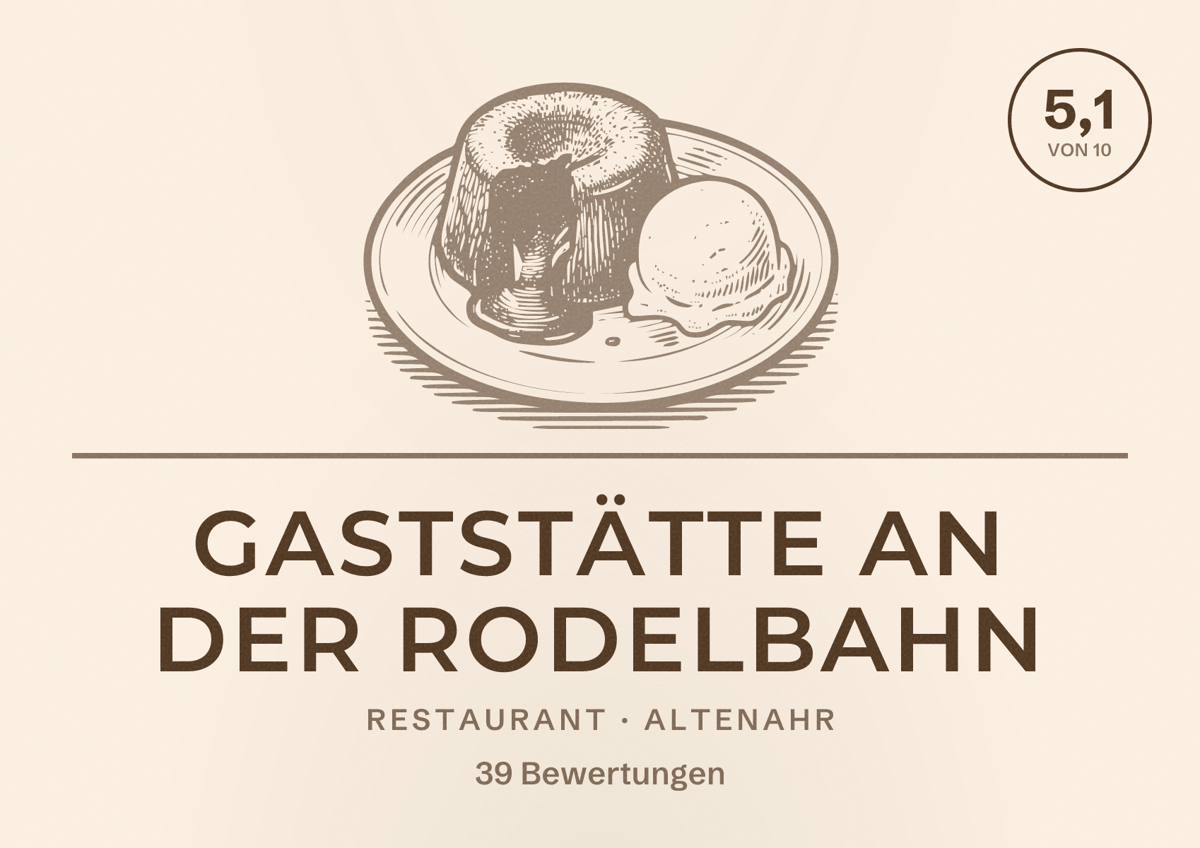 Illustriertes Poster von Gaststätte an der Rodelbahn, Restaurant in Altenahr: Bewertung 5,1 von 10 aus 39 Bewertungen