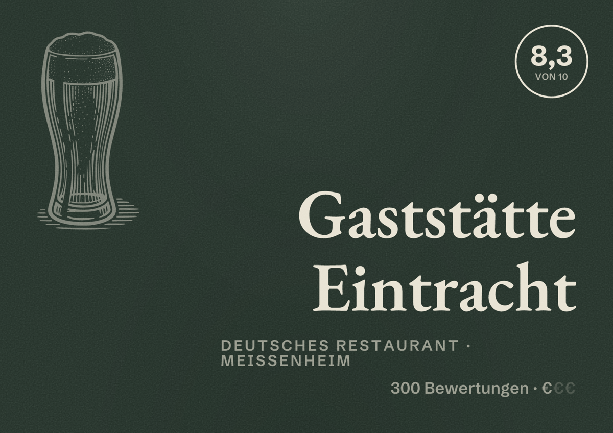 Illustriertes Poster von Gaststätte Eintracht, Deutsches Restaurant in Meißenheim: Bewertung 8,3 von 10 aus 300 Bewertungen, Preisniveau €