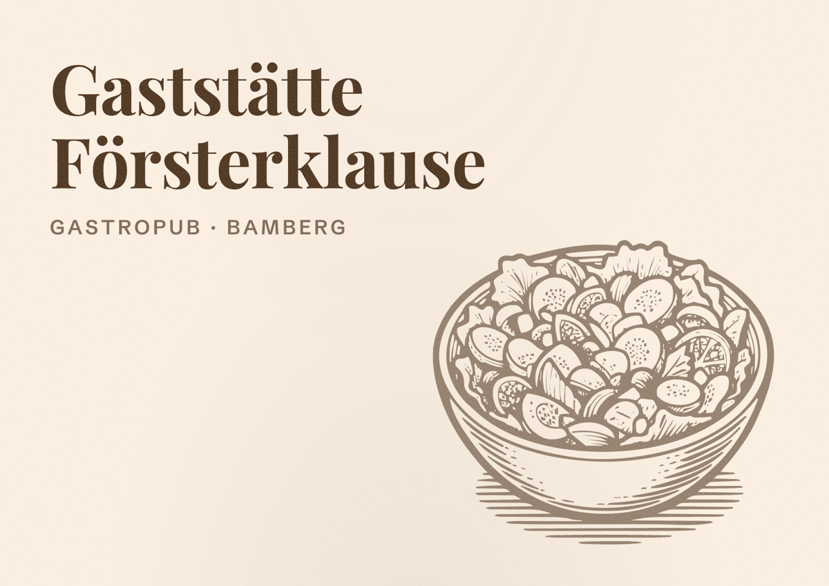 Illustriertes Poster von Gaststätte Försterklause, Gastropub in Bamberg