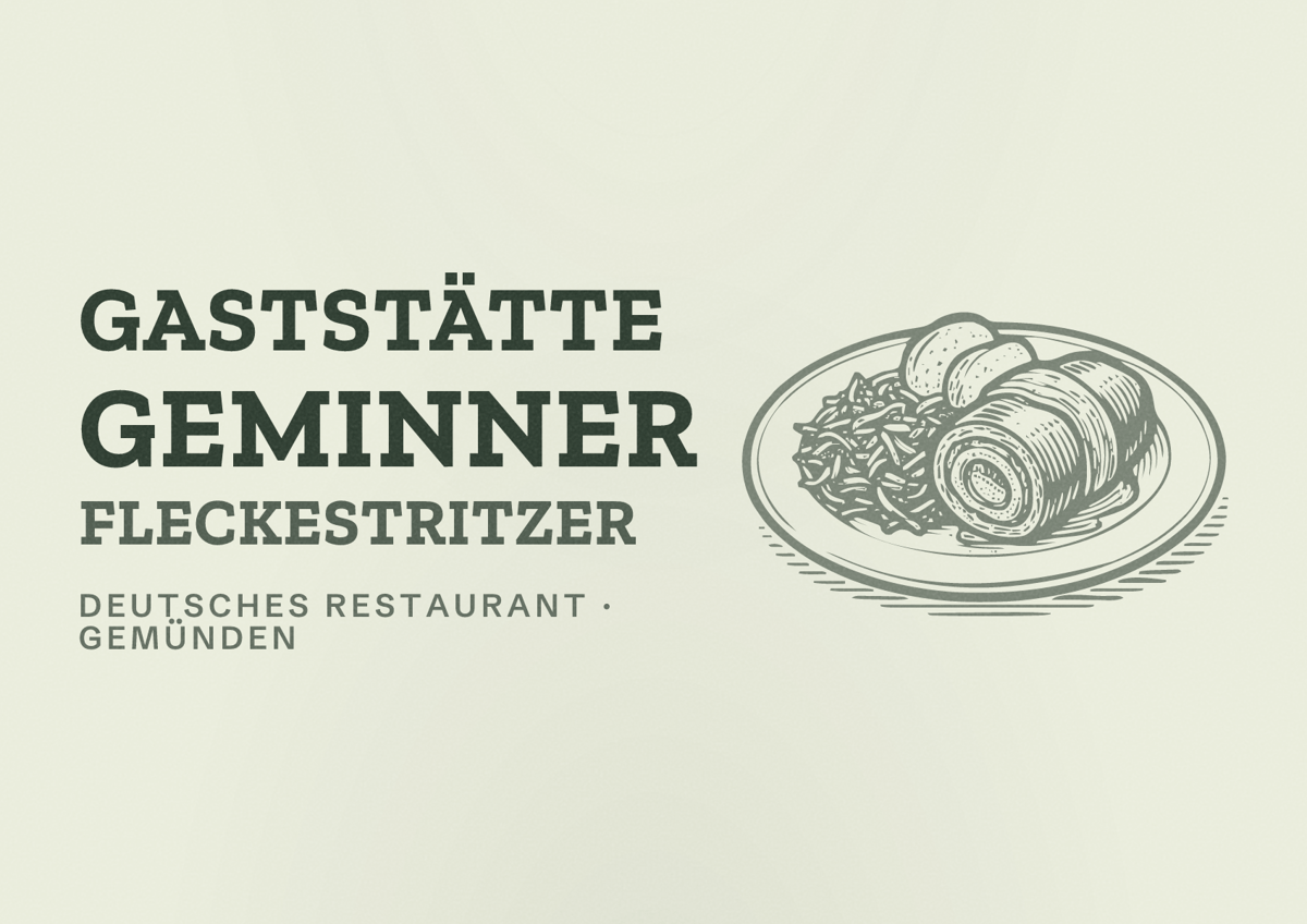 Illustriertes Poster von Gaststätte Geminner Fleckestritzer, Deutsches Restaurant in Gemünden