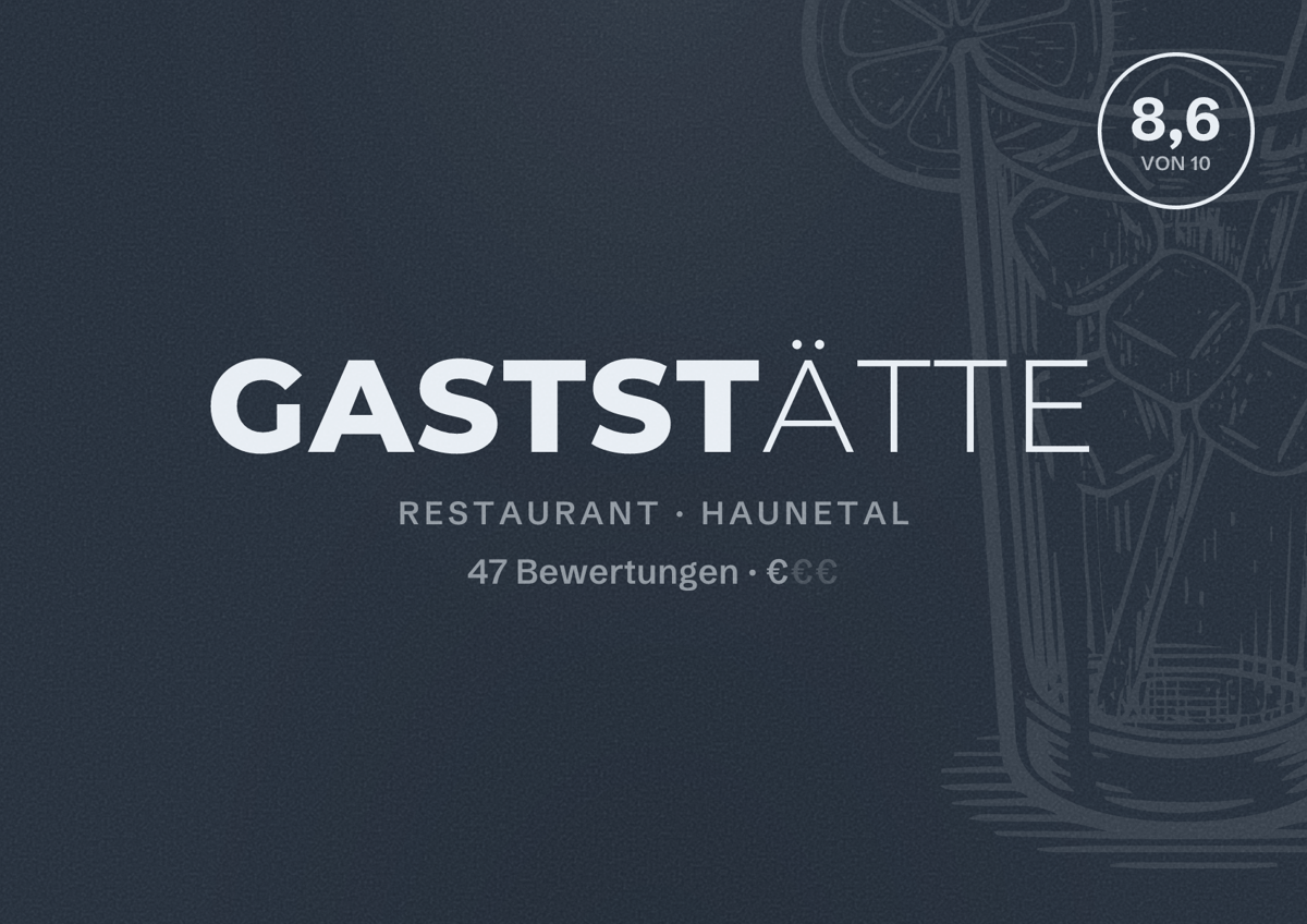 Illustriertes Poster von Gaststätte, Restaurant in Haunetal: Bewertung 8,6 von 10 aus 47 Bewertungen, Preisniveau €
