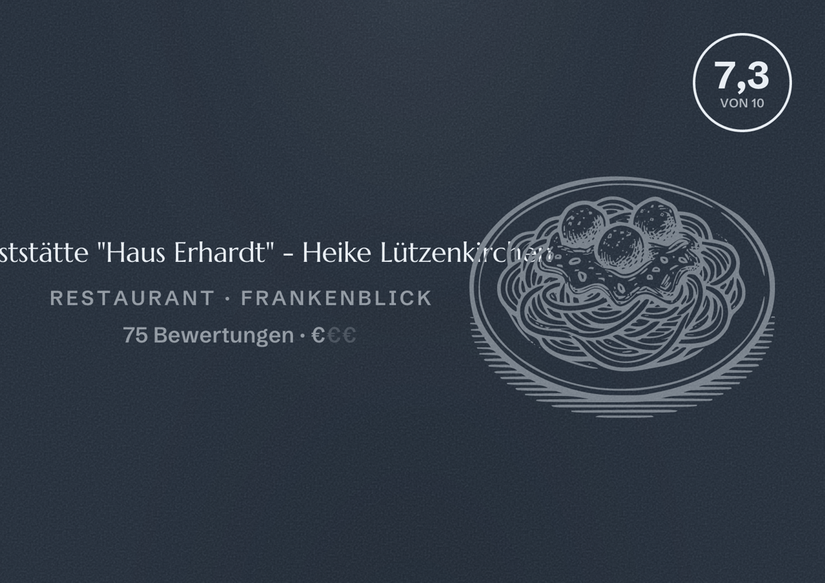 Illustriertes Poster von Gaststätte "Haus Erhardt" - Heike Lützenkirchen, Restaurant in Frankenblick: Bewertung 7,3 von 10 aus 75 Bewertungen, Preisniveau €