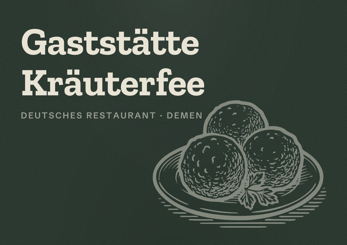Illustriertes Poster von Gaststätte Kräuterfee, Deutsches Restaurant in Demen