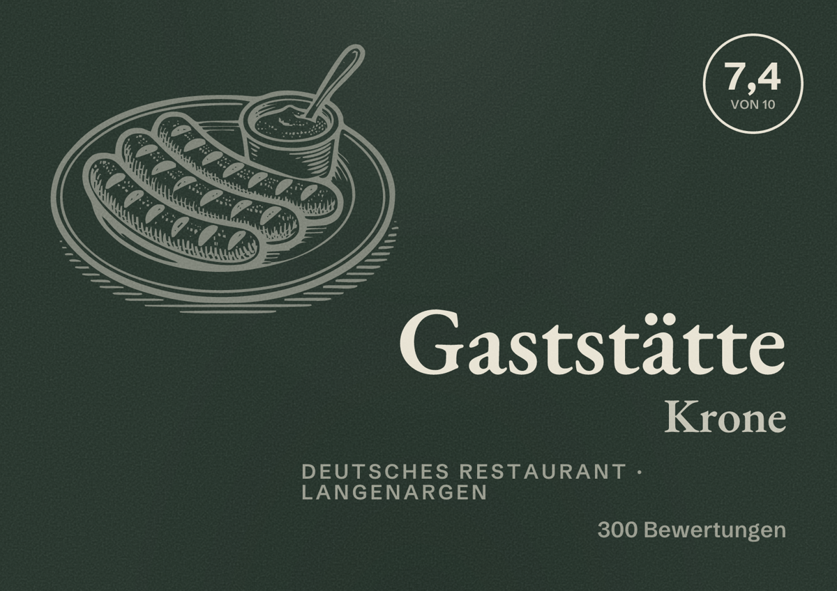 Illustriertes Poster von Gaststätte Krone, Deutsches Restaurant in Langenargen: Bewertung 7,4 von 10 aus 300 Bewertungen
