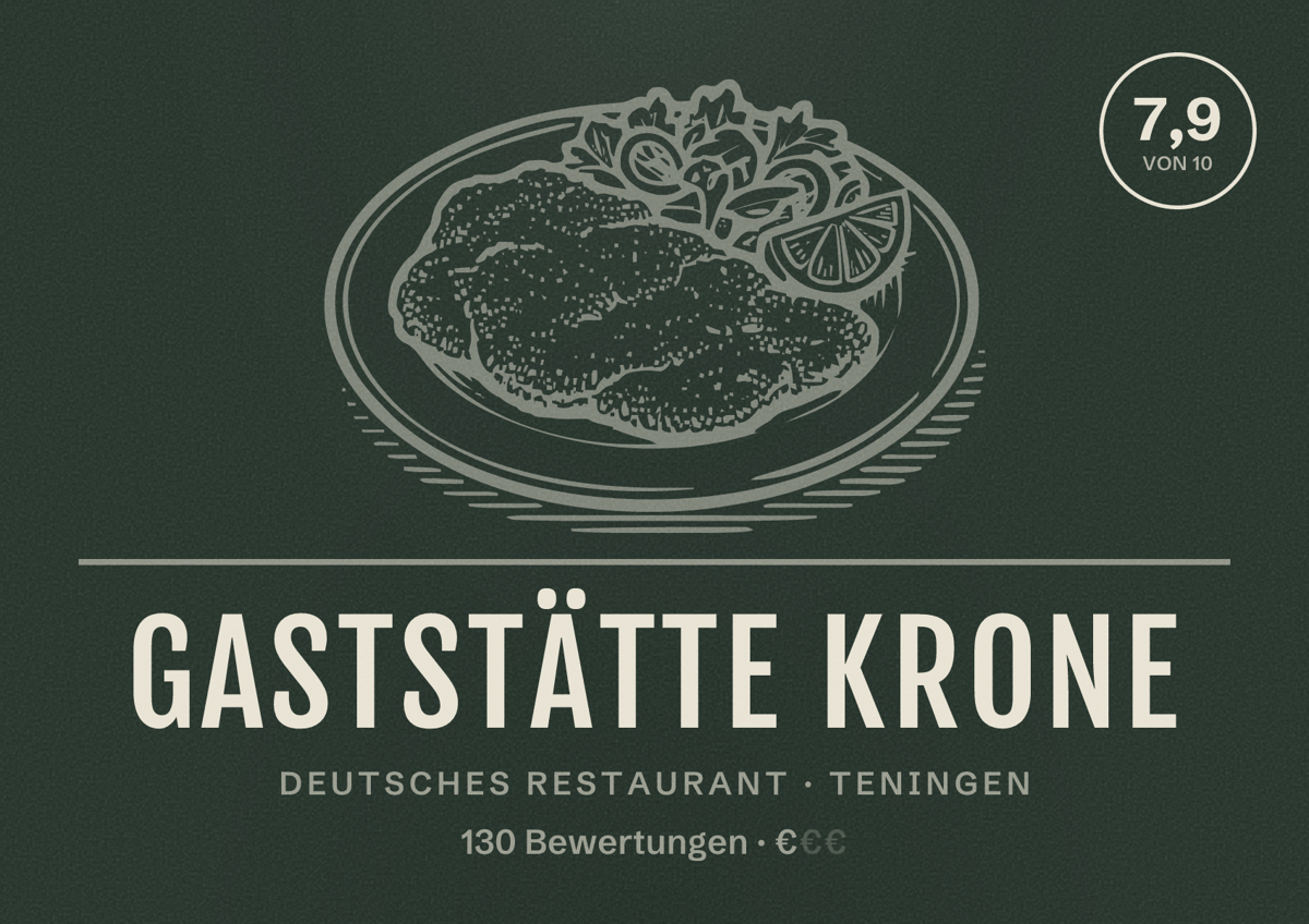 Illustriertes Poster von Gaststätte Krone, Deutsches Restaurant in Teningen: Bewertung 7,9 von 10 aus 130 Bewertungen, Preisniveau €