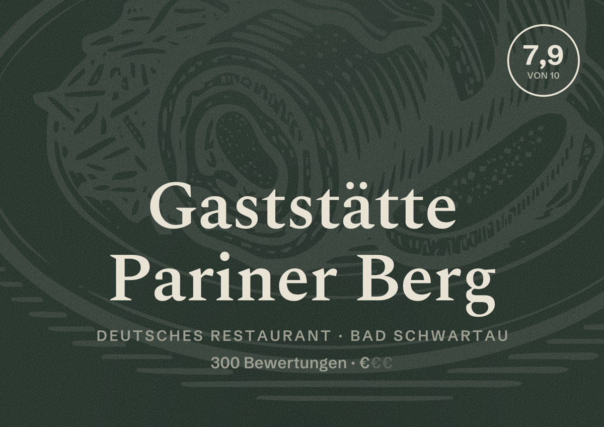 Illustriertes Poster von Gaststätte Pariner Berg, Deutsches Restaurant in Bad Schwartau: Bewertung 7,9 von 10 aus 300 Bewertungen, Preisniveau €