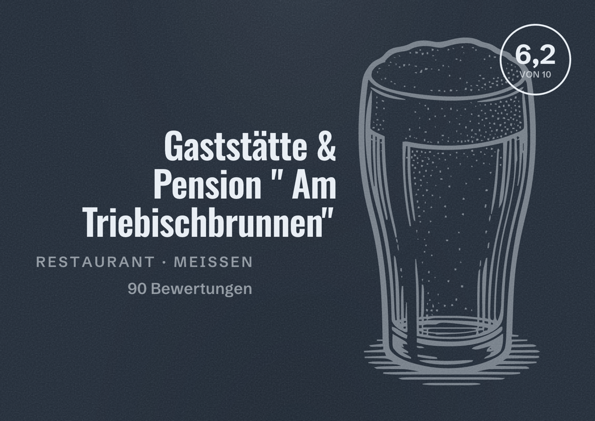 Illustriertes Poster von Gaststätte & Pension " Am Triebischbrunnen", Restaurant in Meißen: Bewertung 6,2 von 10 aus 90 Bewertungen