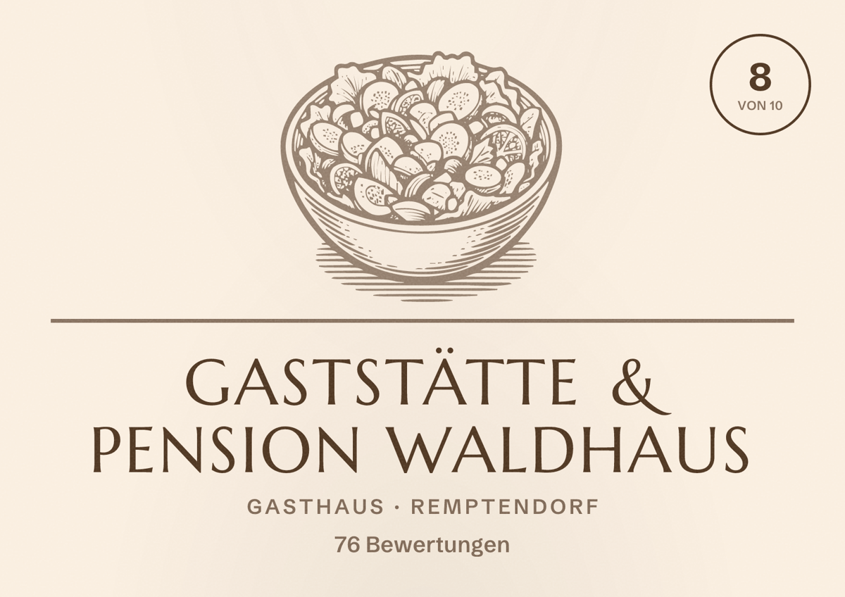 Illustriertes Poster von Gaststätte & Pension Waldhaus, Gasthaus in Remptendorf: Bewertung 8 von 10 aus 76 Bewertungen
