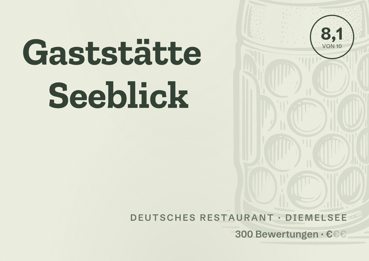 Illustriertes Poster von Gaststätte Seeblick, Deutsches Restaurant in Diemelsee: Bewertung 8,1 von 10 aus 300 Bewertungen, Preisniveau €