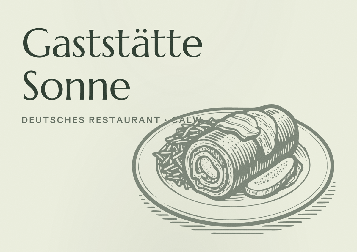 Illustriertes Poster von Gaststätte Sonne, Deutsches Restaurant in Calw