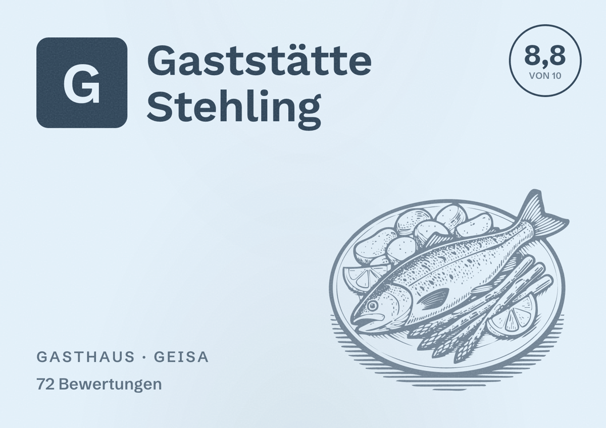 Illustriertes Poster von Gaststätte Stehling, Gasthaus in Geisa: Bewertung 8,8 von 10 aus 72 Bewertungen