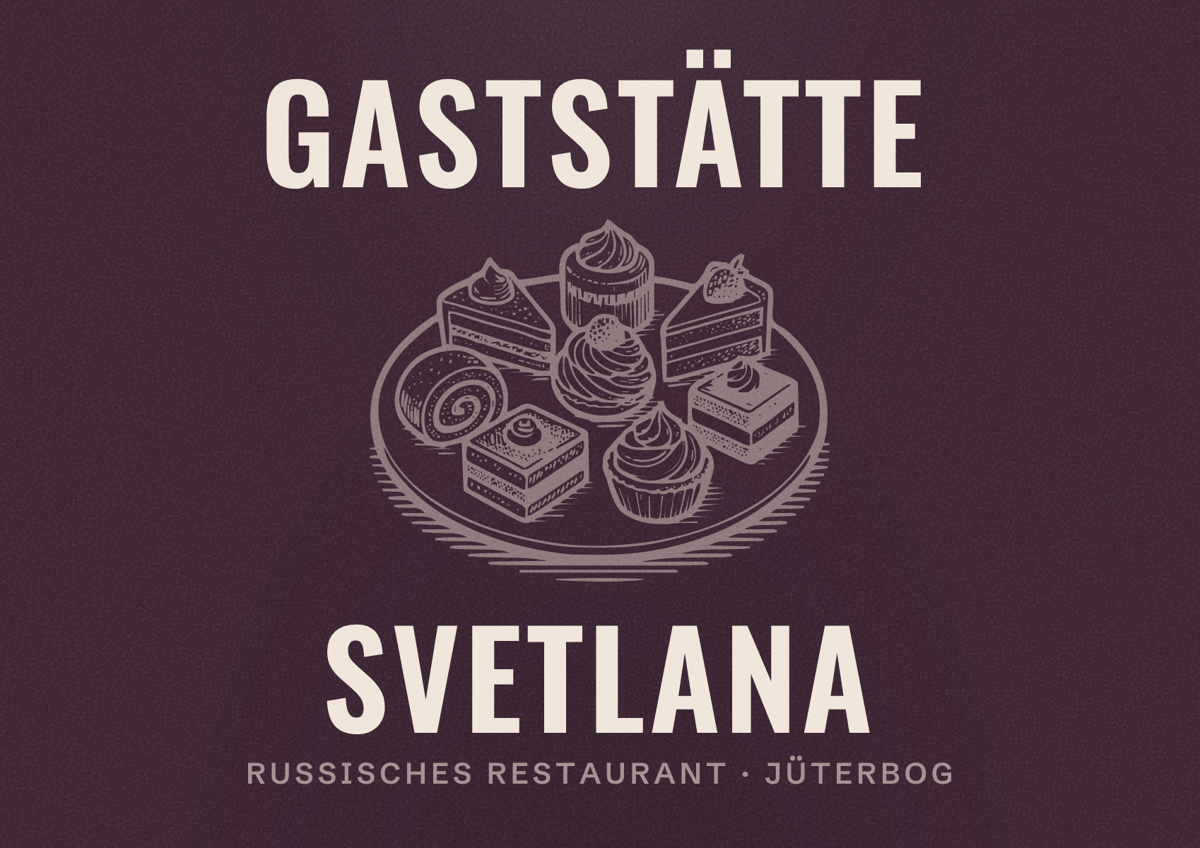 Illustriertes Poster von Gaststätte Svetlana, Russisches Restaurant in Jüterbog