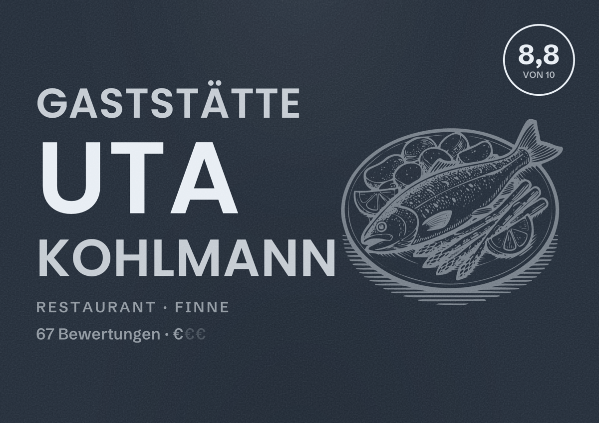 Illustriertes Poster von Gaststätte Uta Kohlmann, Restaurant in Finne: Bewertung 8,8 von 10 aus 67 Bewertungen, Preisniveau €