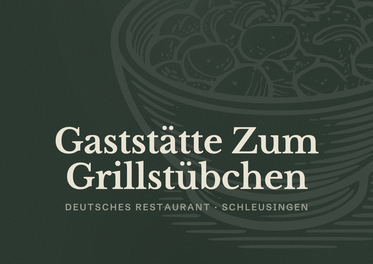 Illustriertes Poster von Gaststätte Zum Grillstübchen, Deutsches Restaurant in Schleusingen