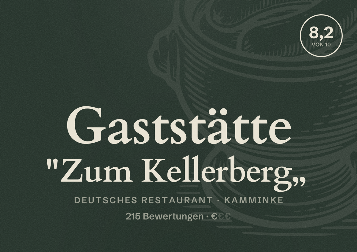 Illustriertes Poster von Gaststätte "Zum Kellerberg„, Deutsches Restaurant in Kamminke: Bewertung 8,2 von 10 aus 215 Bewertungen, Preisniveau €