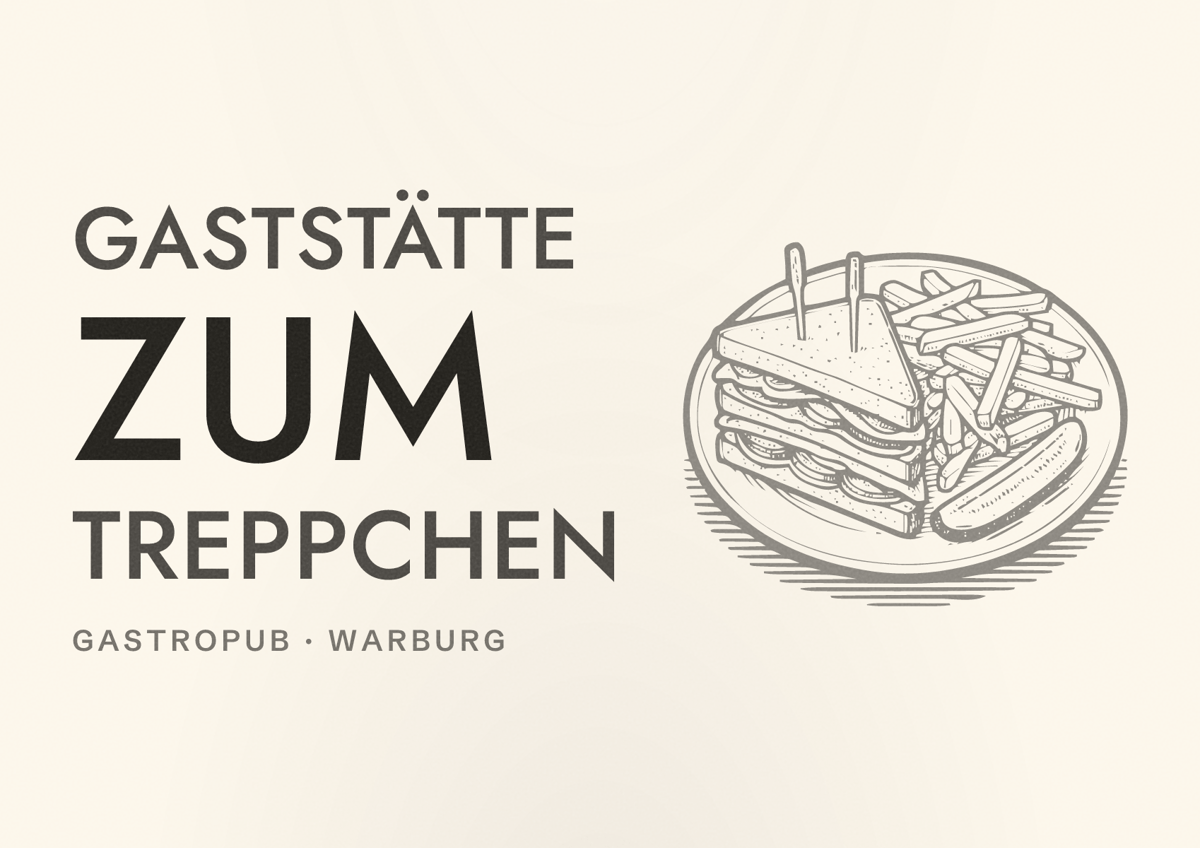 Illustriertes Poster von Gaststätte zum Treppchen, Gastropub in Warburg