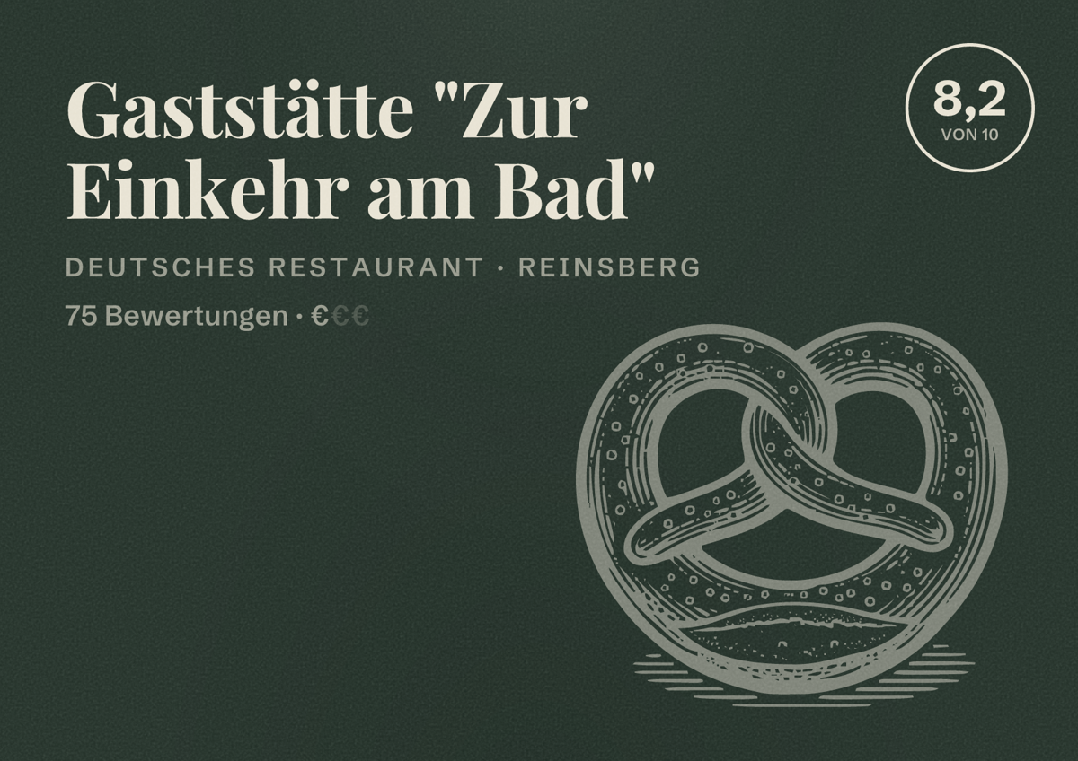 Illustriertes Poster von Gaststätte "Zur Einkehr am Bad", Deutsches Restaurant in Reinsberg: Bewertung 8,2 von 10 aus 75 Bewertungen, Preisniveau €