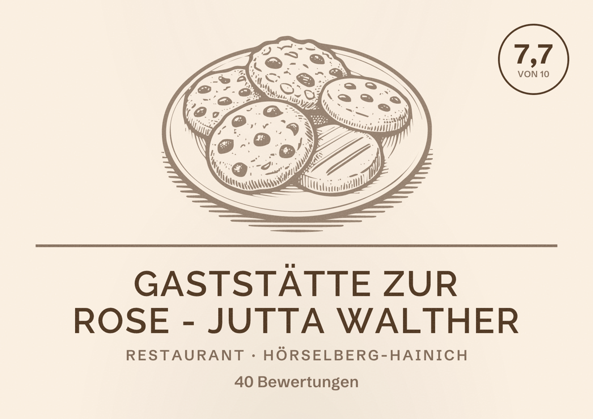 Illustriertes Poster von Gaststätte Zur Rose - Jutta Walther, Restaurant in Hörselberg-Hainich: Bewertung 7,7 von 10 aus 40 Bewertungen