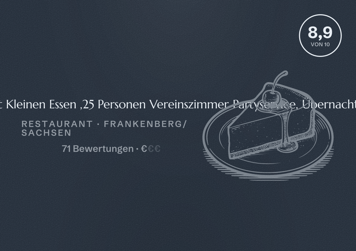 Illustriertes Poster von Gaststube Vogelnest Kleine Bierstube mit Kleinen Essen ,25 Personen Vereinszimmer Partyservice, Übernachtung 2x2 Betten, Restaurant in Frankenberg/Sachsen: Bewertung 8,9 von 10 aus 71 Bewertungen, Preisniveau €