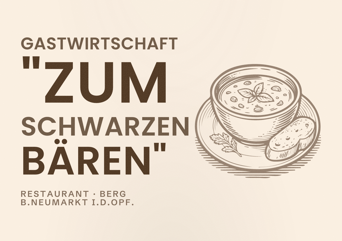 Illustriertes Poster von Gastwirtschaft "zum Schwarzen Bären", Restaurant in Berg b.Neumarkt i.d.OPf.