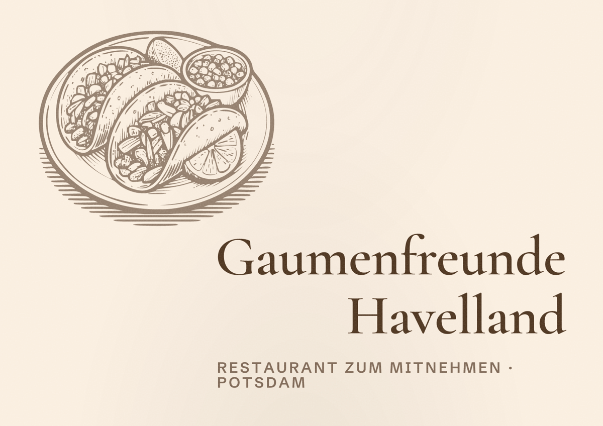 Illustriertes Poster von Gaumenfreunde Havelland, Restaurant zum Mitnehmen in Potsdam