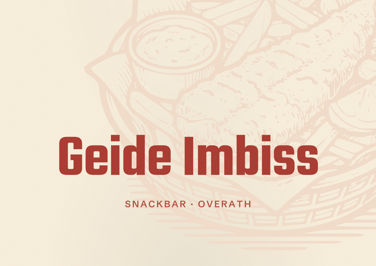 Illustriertes Poster von Geide Imbiss, Snackbar in Overath