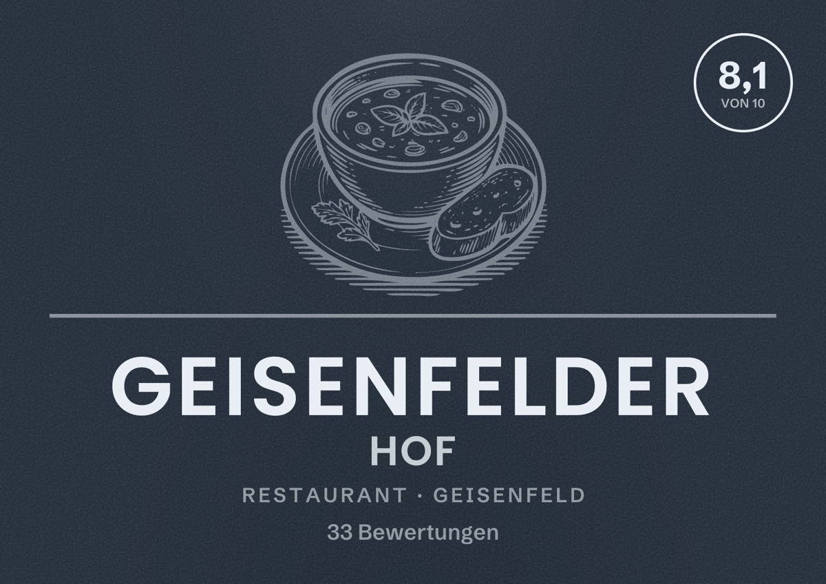 Illustriertes Poster von Geisenfelder Hof, Restaurant in Geisenfeld: Bewertung 8,1 von 10 aus 33 Bewertungen
