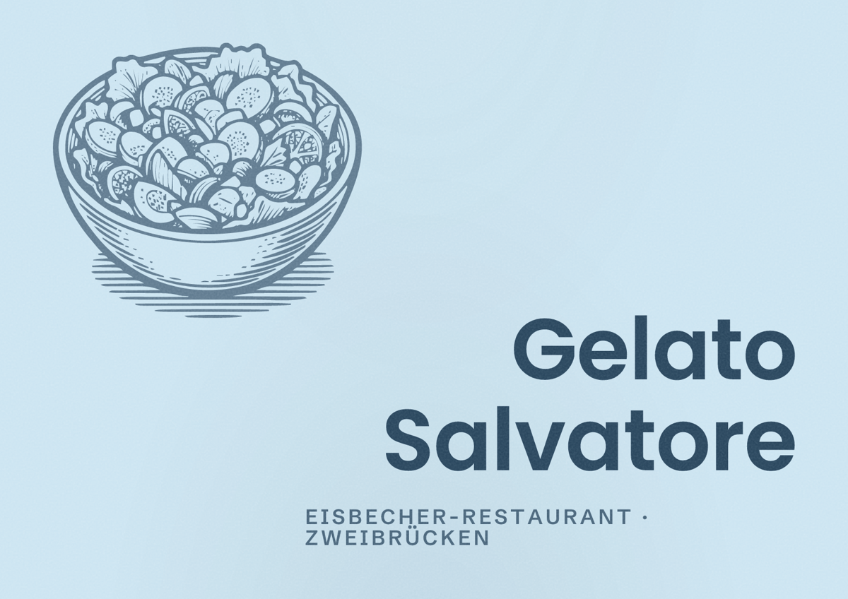 Illustriertes Poster von Gelato Salvatore, Eisbecher-Restaurant in Zweibrücken