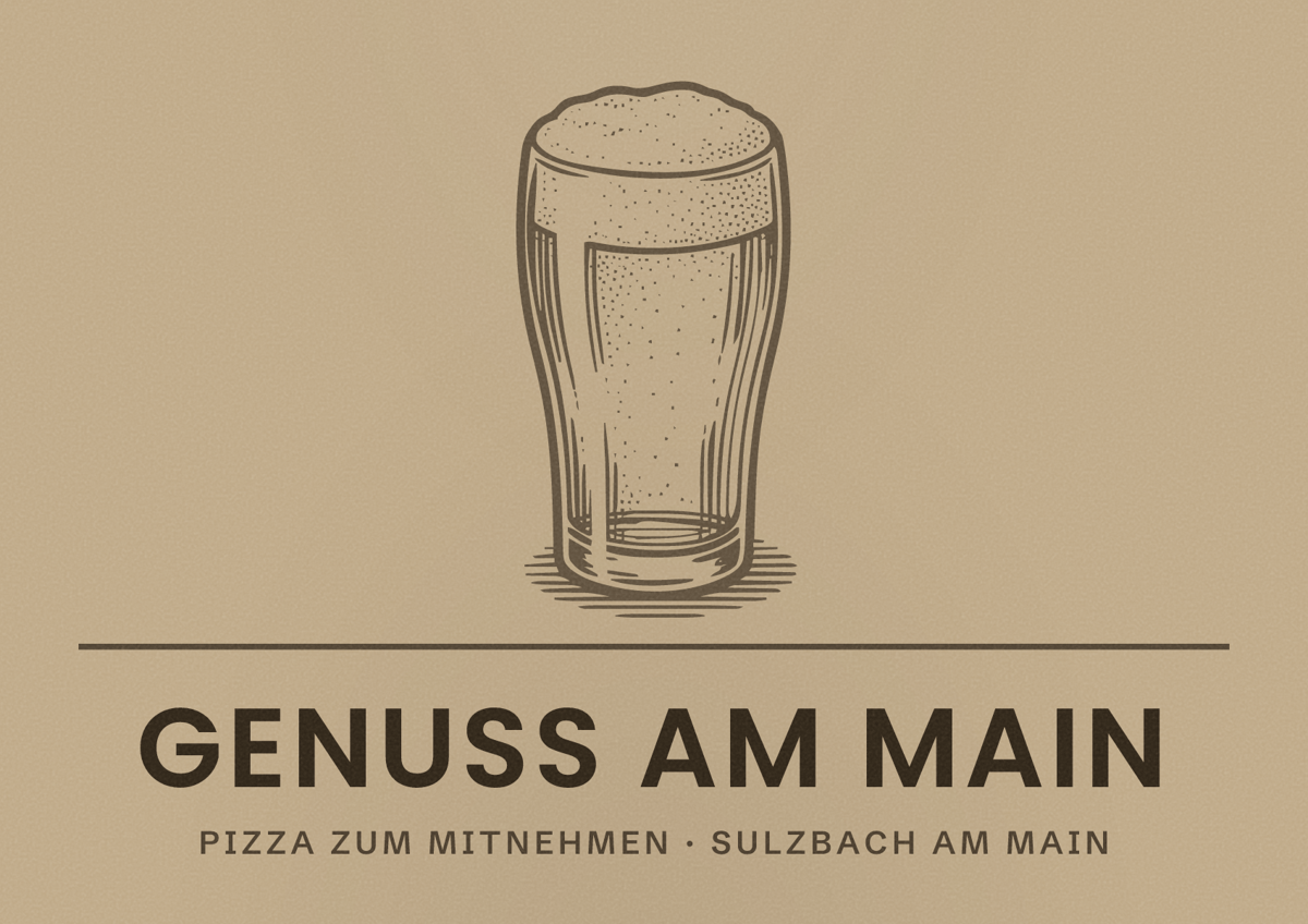 Illustriertes Poster von Genuss am Main, Pizza zum Mitnehmen in Sulzbach am Main
