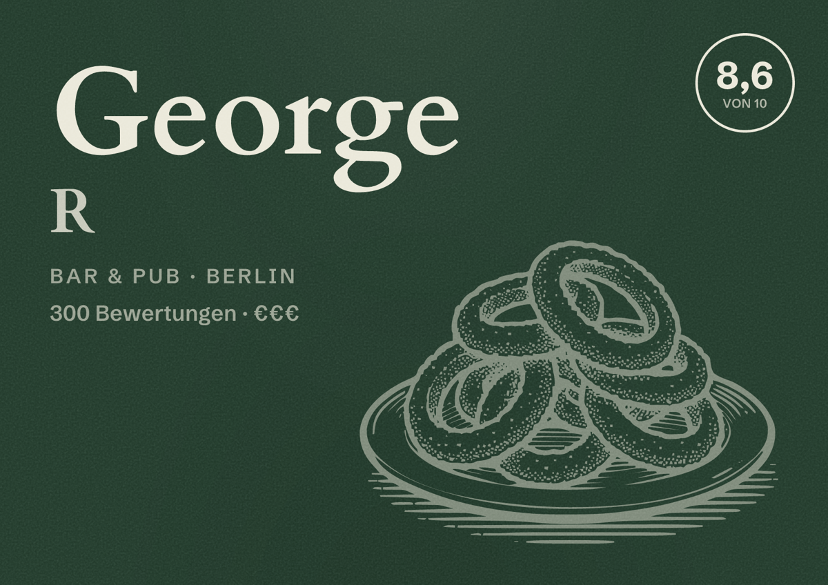 Illustriertes Poster von George R, Bar & Pub in Berlin: Bewertung 8,6 von 10 aus 300 Bewertungen, Preisniveau €€€