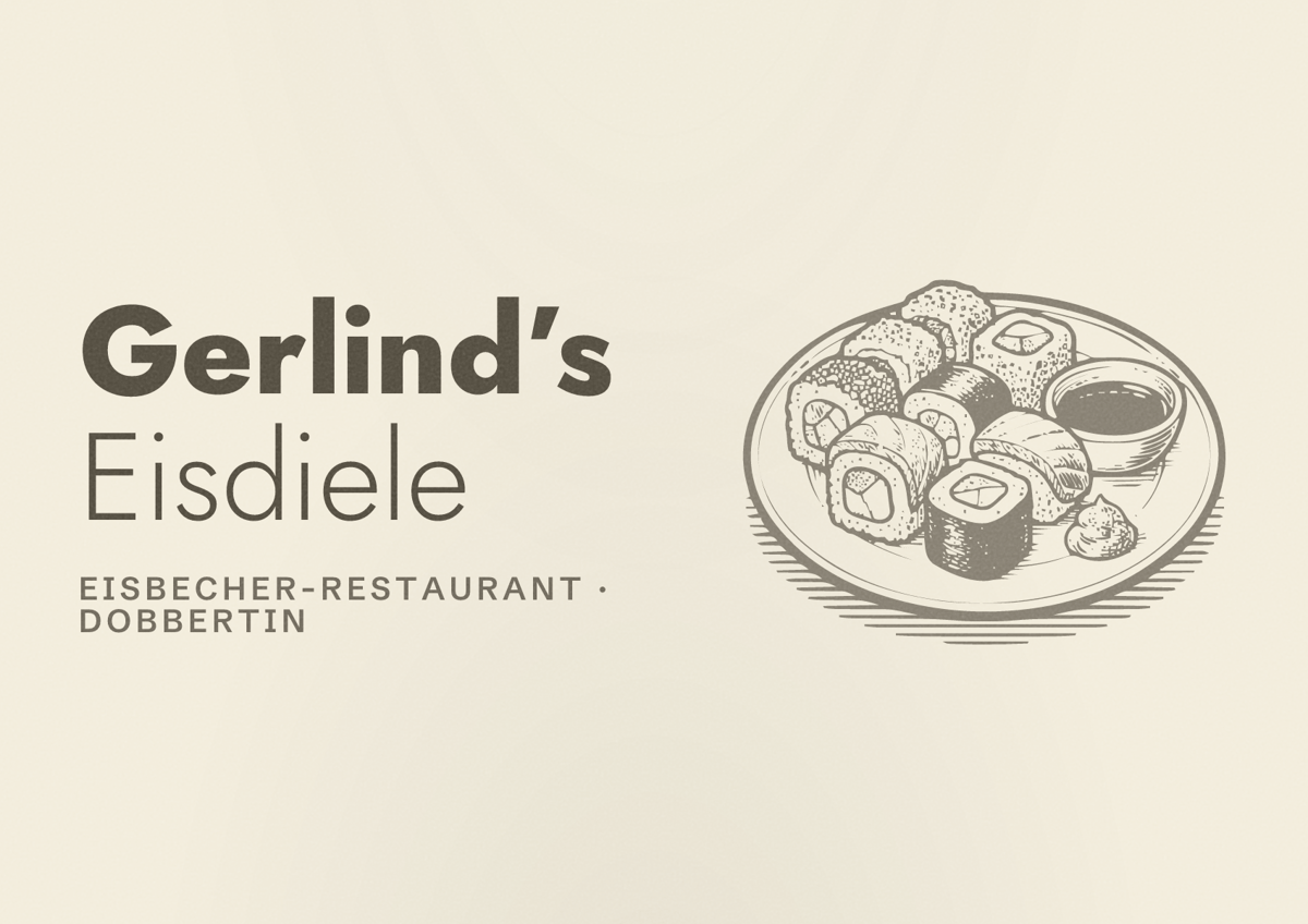 Illustriertes Poster von Gerlind’s Eisdiele, Eisbecher-Restaurant in Dobbertin
