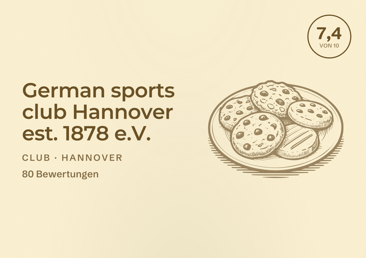 Illustriertes Poster von German sports club Hannover est. 1878 e.V., Club in Hannover: Bewertung 7,4 von 10 aus 80 Bewertungen