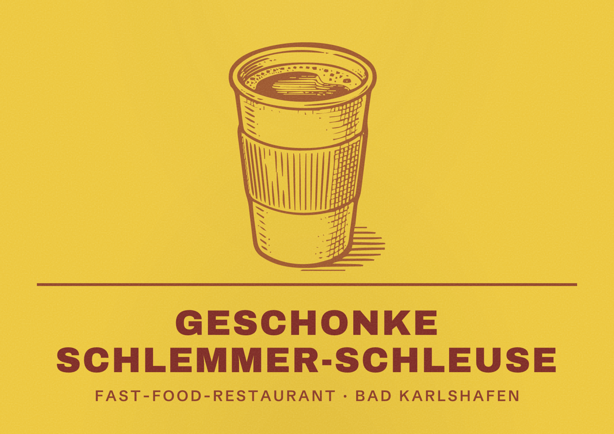 Illustriertes Poster von Geschonke Schlemmer-Schleuse, Fast-Food-Restaurant in Bad Karlshafen
