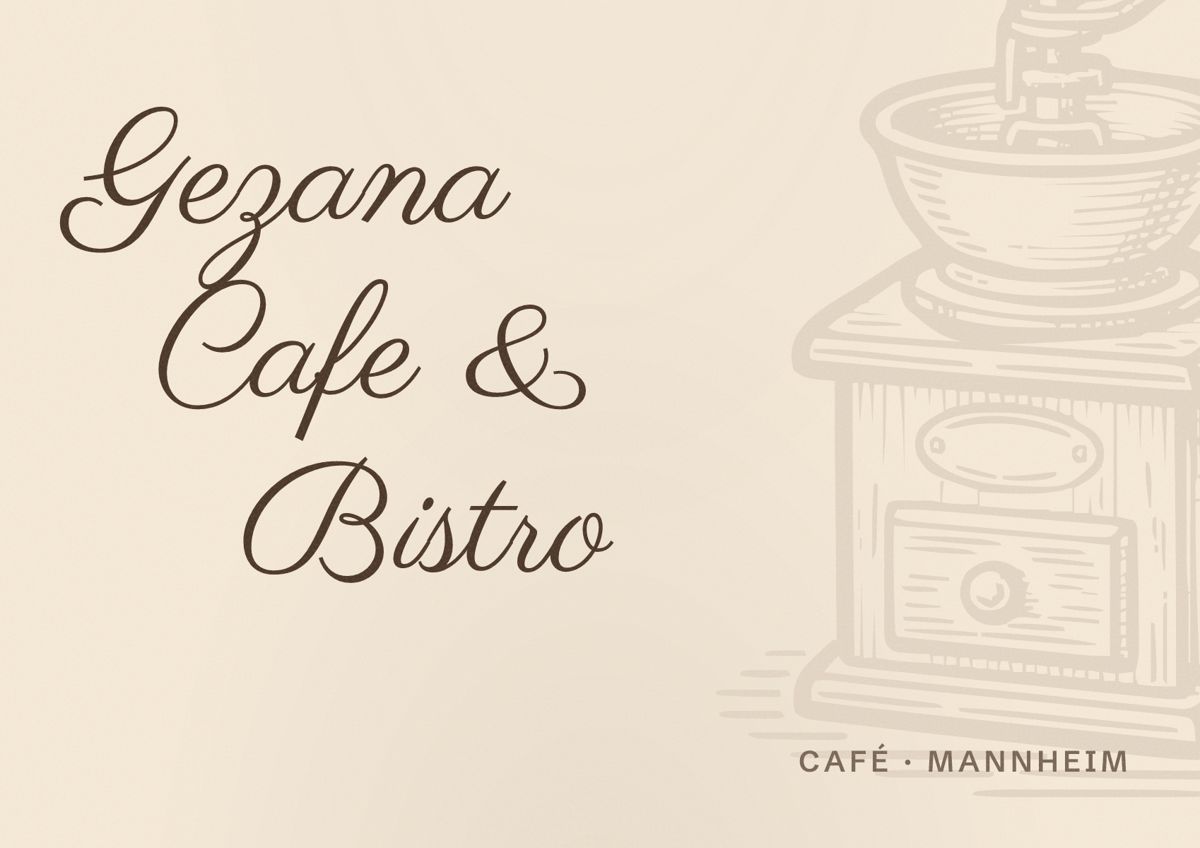 Illustriertes Poster von Gezana Cafe & Bistro, Café in Mannheim