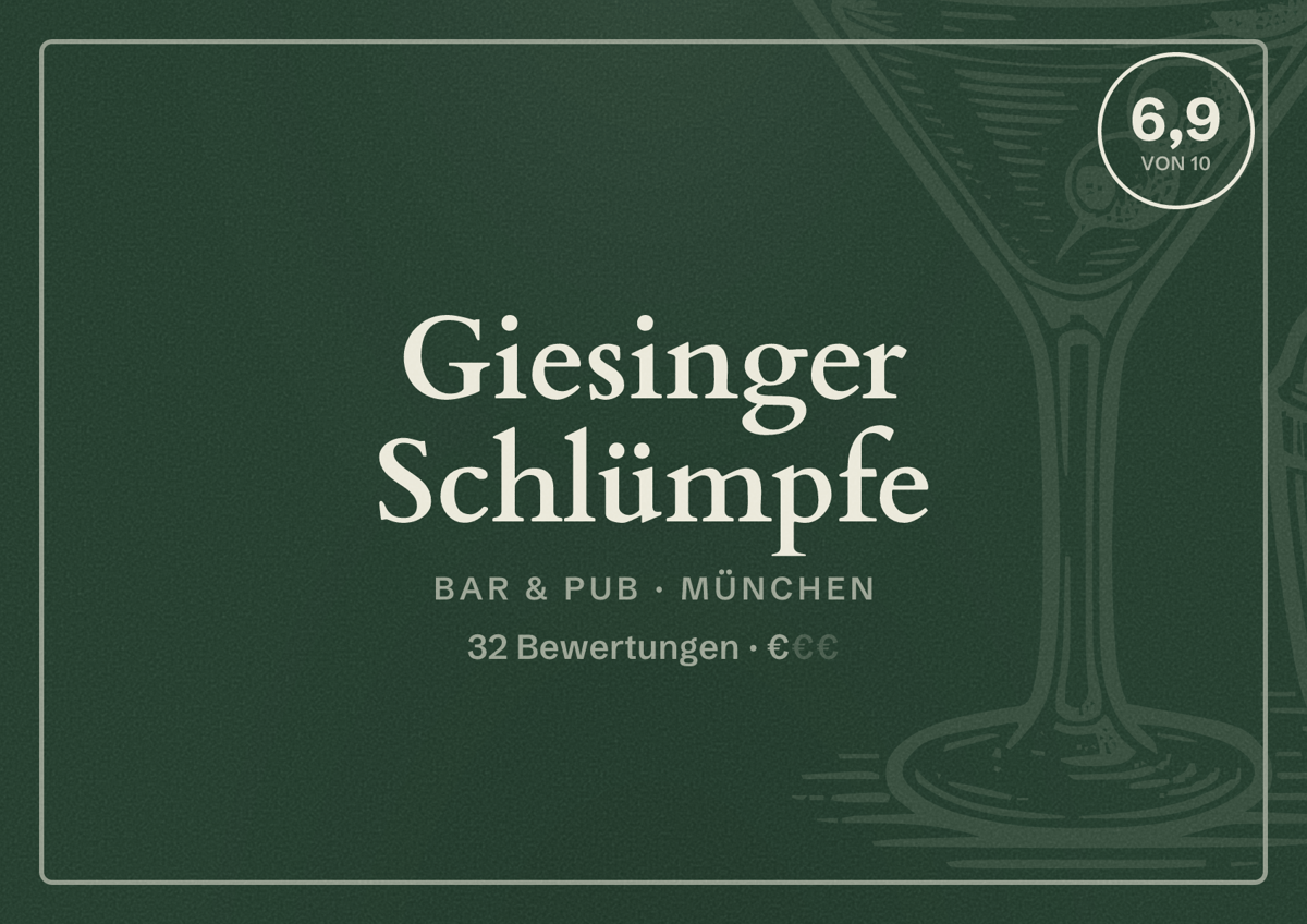 Illustriertes Poster von Giesinger Schlümpfe, Bar & Pub in München: Bewertung 6,9 von 10 aus 32 Bewertungen, Preisniveau €