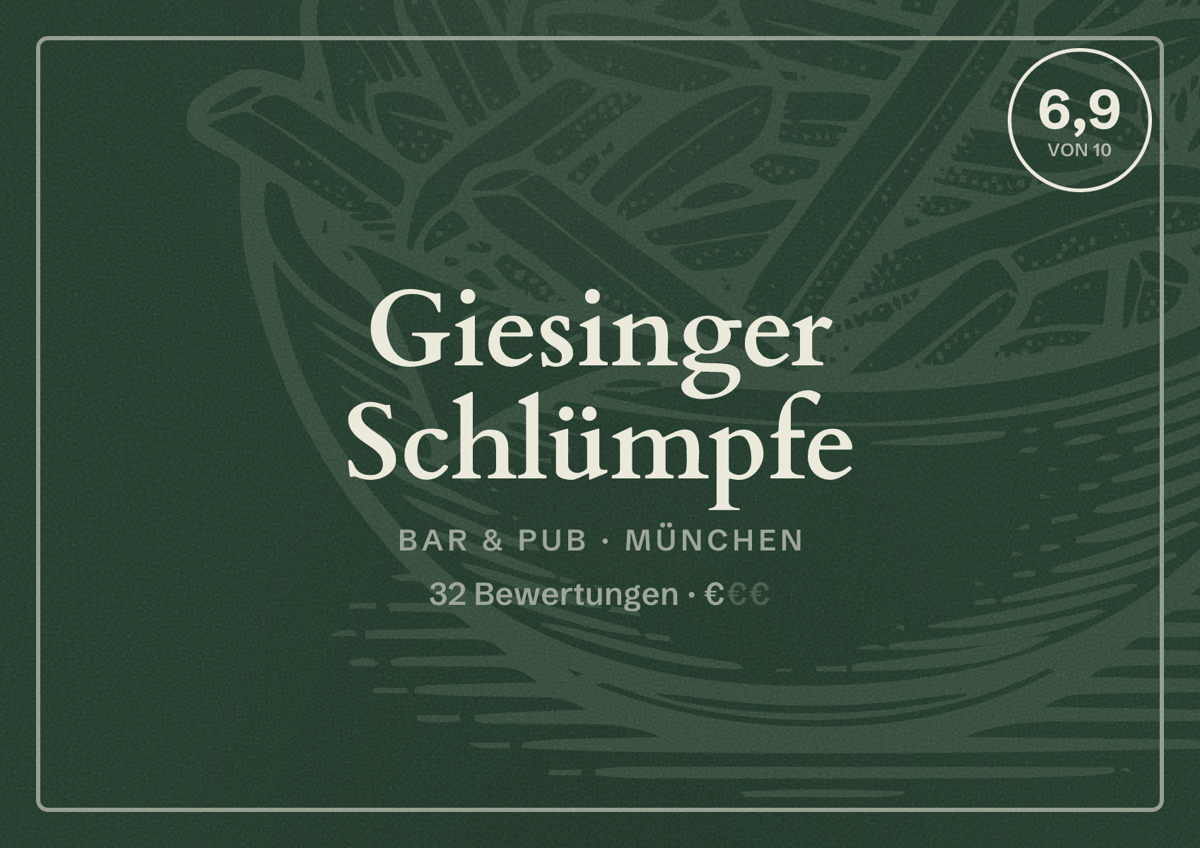 Illustriertes Poster von Giesinger Schlümpfe, Bar & Pub in München: Bewertung 6,9 von 10 aus 32 Bewertungen, Preisniveau €