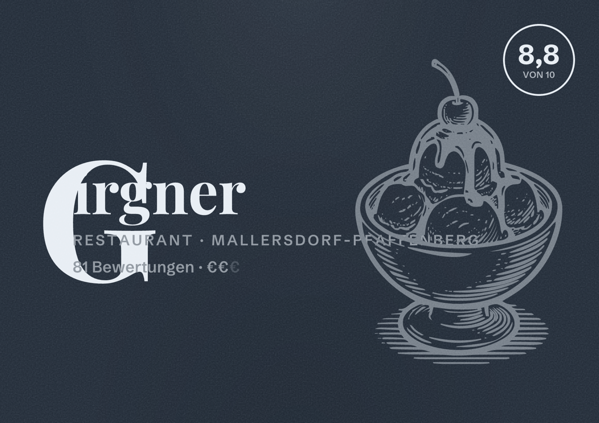 Illustriertes Poster von Girgner, Restaurant in Mallersdorf-Pfaffenberg: Bewertung 8,8 von 10 aus 81 Bewertungen, Preisniveau €€