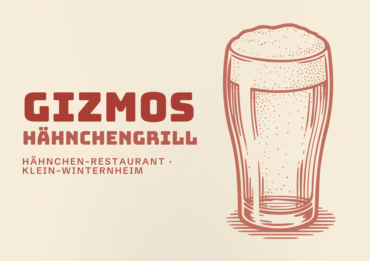 Illustriertes Poster von Gizmos Hähnchengrill, Hähnchen-Restaurant in Klein-Winternheim