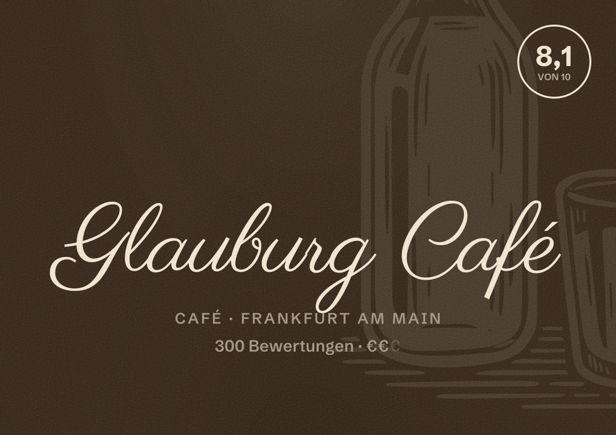 Illustriertes Poster von Glauburg Café, Café in Frankfurt am Main: Bewertung 8,1 von 10 aus 300 Bewertungen, Preisniveau €€