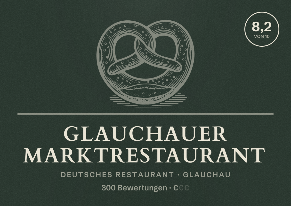 Illustriertes Poster von Glauchauer Marktrestaurant, Deutsches Restaurant in Glauchau: Bewertung 8,2 von 10 aus 300 Bewertungen, Preisniveau €