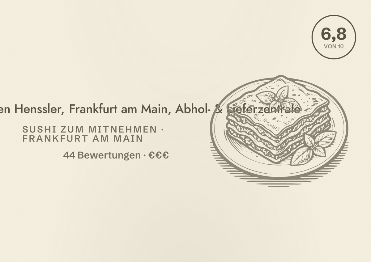 Illustriertes Poster von GO by Steffen Henssler, Frankfurt am Main, Abhol- & Lieferzentrale, Sushi zum Mitnehmen in Frankfurt am Main: Bewertung 6,8 von 10 aus 44 Bewertungen, Preisniveau €€€