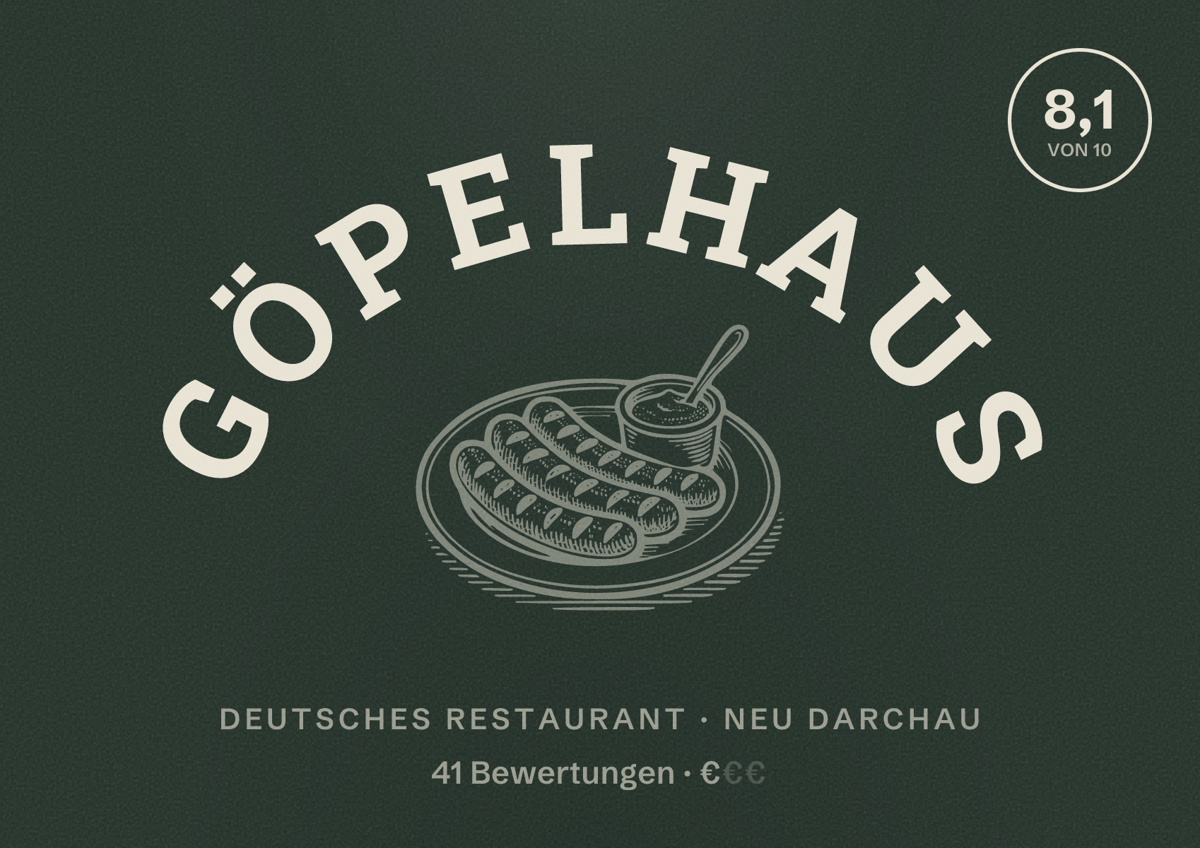 Illustriertes Poster von Göpelhaus, Deutsches Restaurant in Neu Darchau: Bewertung 8,1 von 10 aus 41 Bewertungen, Preisniveau €