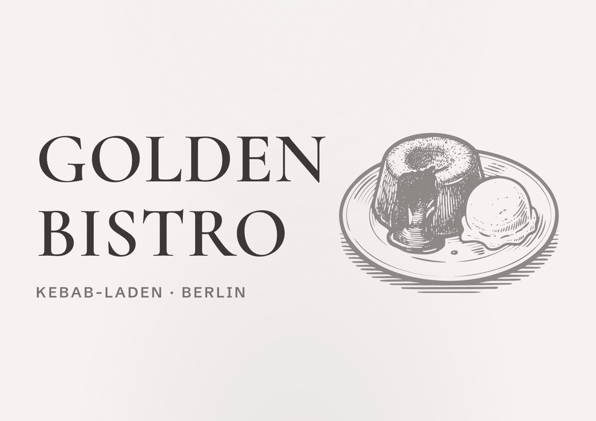 Illustriertes Poster von Golden Bistro, Kebab-Laden in Berlin