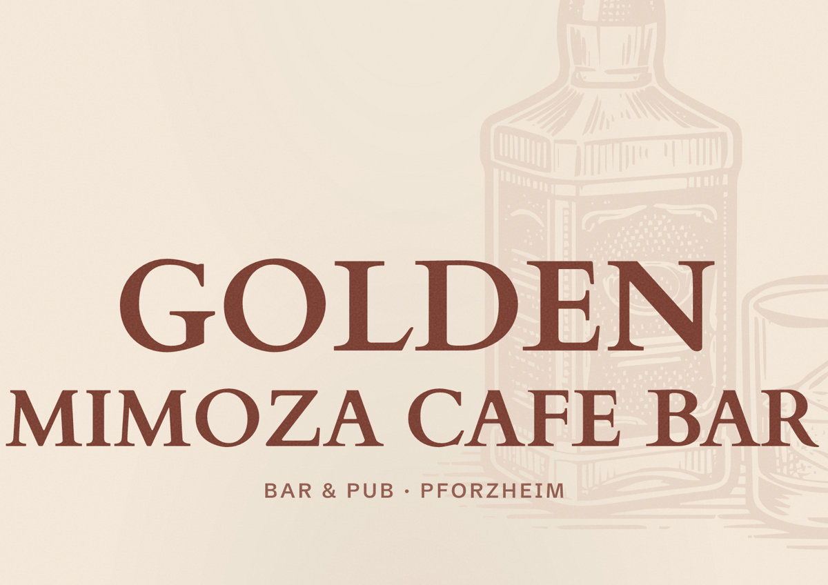 Illustriertes Poster von GOLDEN MIMOZA CAFE BAR, Bar & Pub in Pforzheim