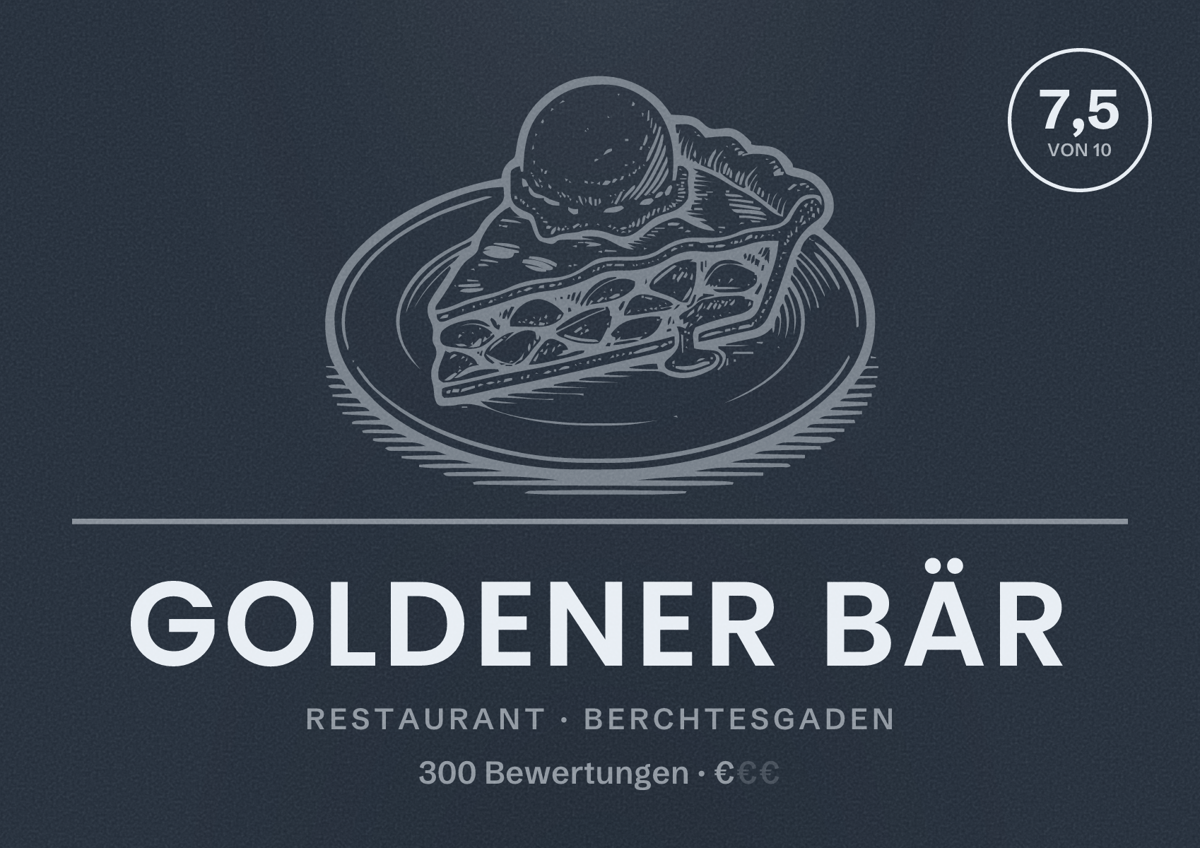 Illustriertes Poster von Goldener Bär, Restaurant in Berchtesgaden: Bewertung 7,5 von 10 aus 300 Bewertungen, Preisniveau €