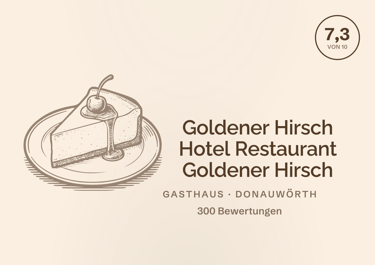Illustriertes Poster von Goldener Hirsch Hotel Restaurant Goldener Hirsch, Gasthaus in Donauwörth: Bewertung 7,3 von 10 aus 300 Bewertungen