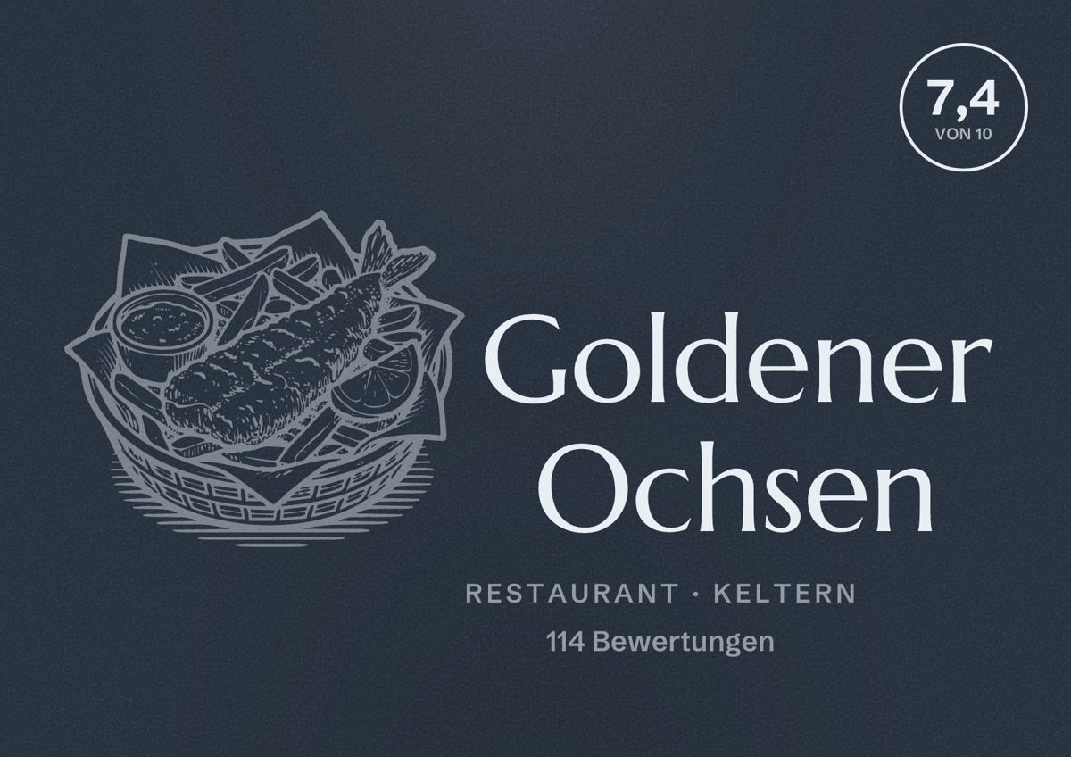 Illustriertes Poster von Goldener Ochsen, Restaurant in Keltern: Bewertung 7,4 von 10 aus 114 Bewertungen