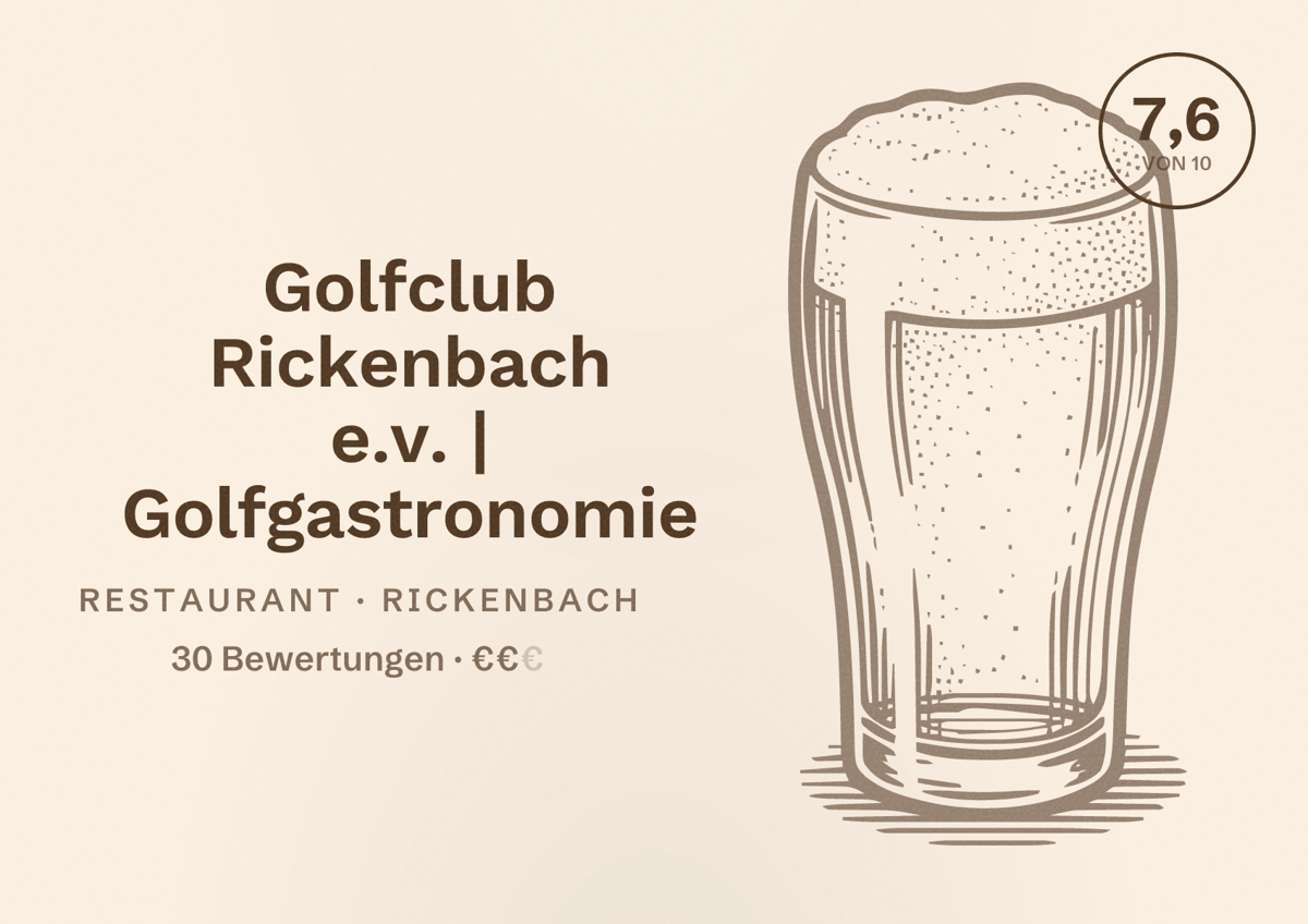 Illustriertes Poster von Golfclub Rickenbach e.v. | Golfgastronomie, Restaurant in Rickenbach: Bewertung 7,6 von 10 aus 30 Bewertungen, Preisniveau €€