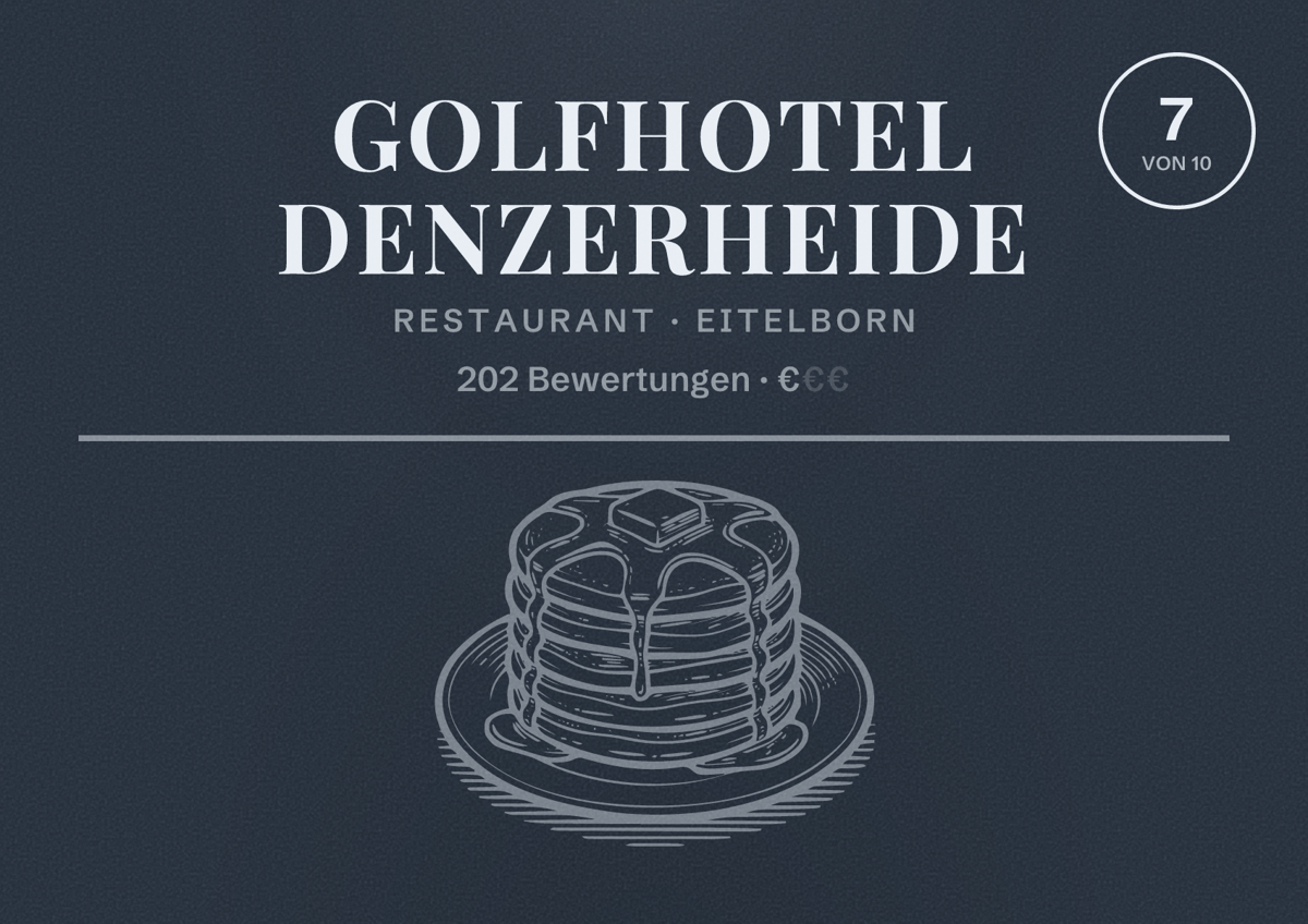 Illustriertes Poster von Golfhotel Denzerheide, Restaurant in Eitelborn: Bewertung 7 von 10 aus 202 Bewertungen, Preisniveau €